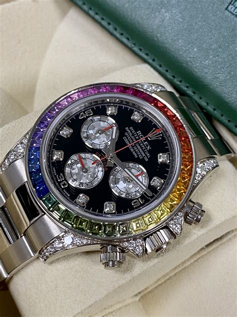 rolex daytona rainbow white gold
